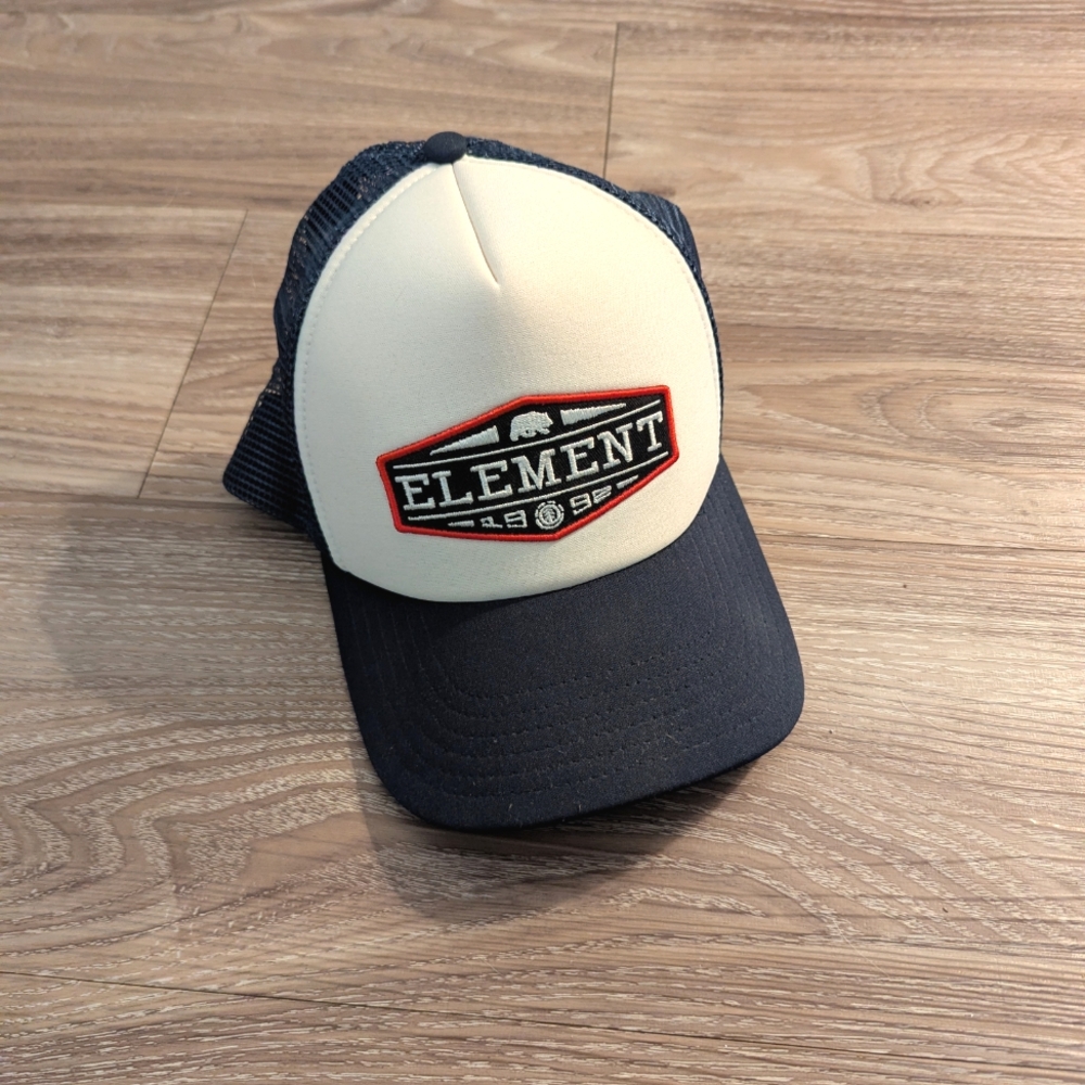 Element White and Navy Snapback Mesh Trucker Cap